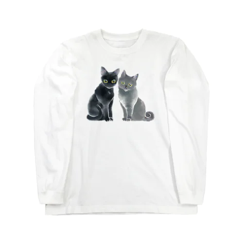ステンシル 猫 duo ロングスリーブTシャツ