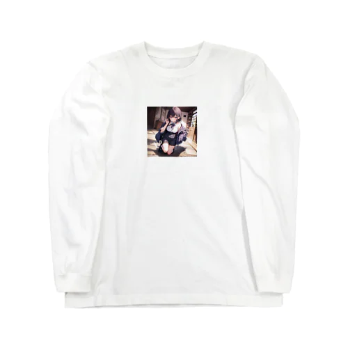 00181-Anime girl with purple hair and blue eyes Long Sleeve T-Shirt