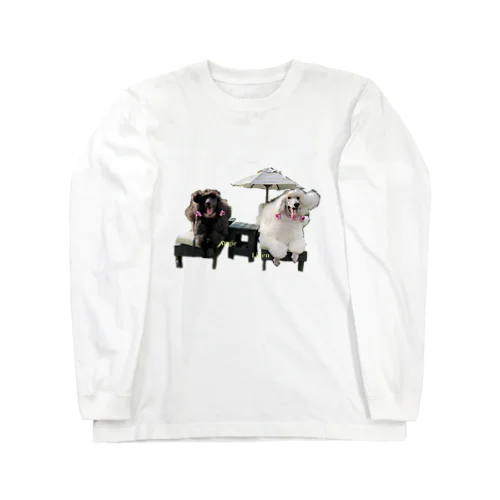 ベンチパラソルアジサイ名前入り黄色 Long Sleeve T-Shirt