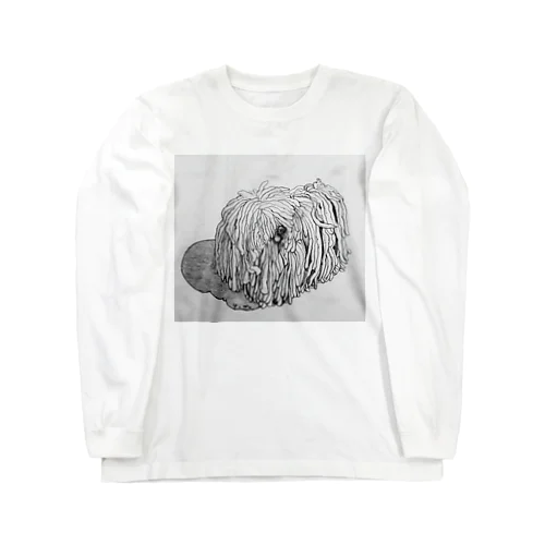 かしこいプーリー犬が振り向いた。puli illustration  Long Sleeve T-Shirt