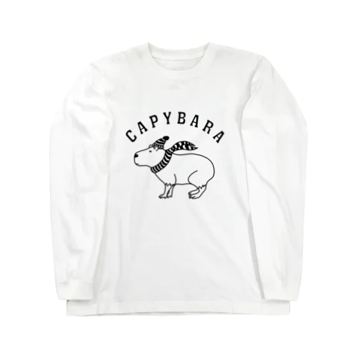 カピバラ 動物イラスト アーチロゴ Long Sleeve T-Shirt