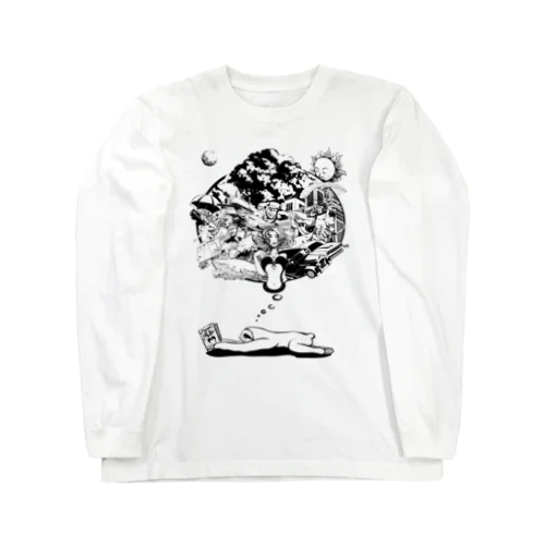 なまけものの夢　モノクロ Long Sleeve T-Shirt