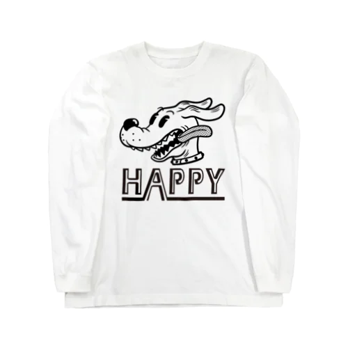 happy dog (black ink) ロングスリーブTシャツ