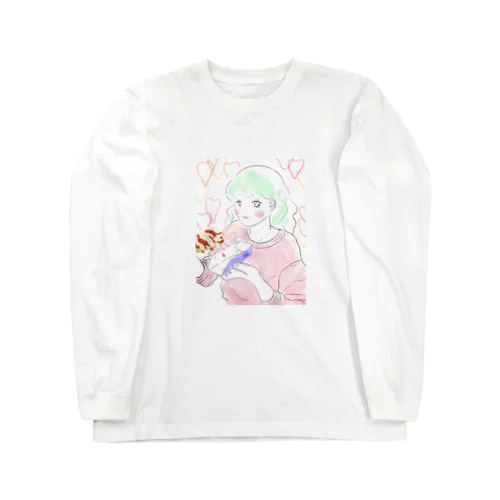 チーズドックを食べる女の子はあざといね ロングスリーブTシャツ