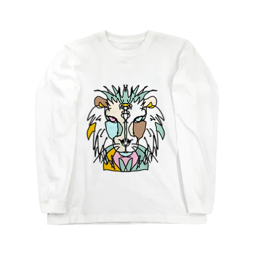 white☆lion　(白いライオン)　白バージョン　Full of vitality　(フル　オブ　バイタリティ) ロングスリーブTシャツ