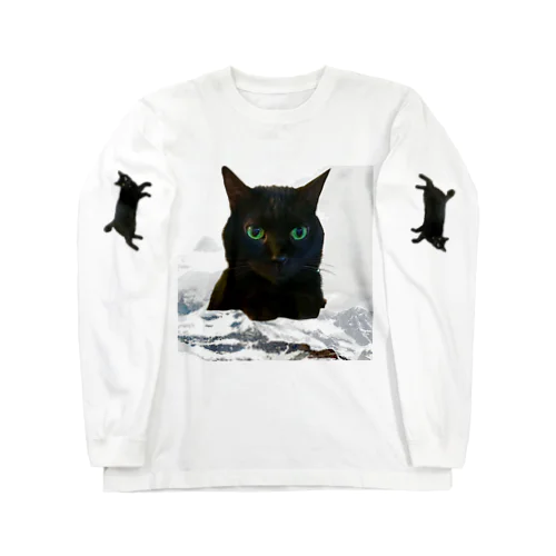 雪山からにゅっとねこ Long Sleeve T-Shirt