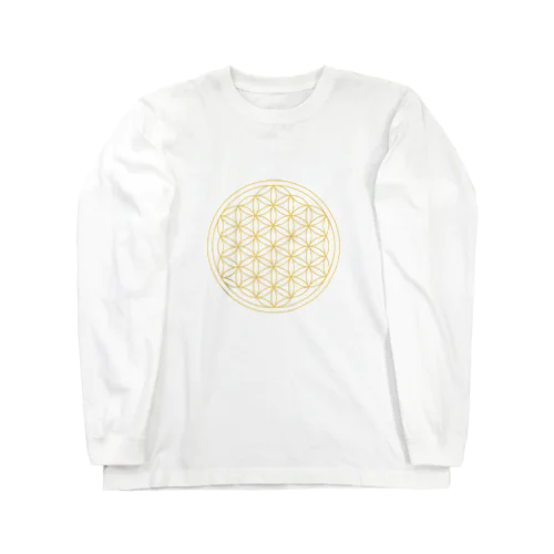 フラワーオブライフ（gold） ロングスリーブTシャツ