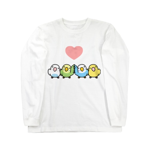 ハイタッチなかよしセキセイインコ【まめるりはことり】 Long Sleeve T-Shirt