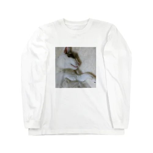 面白寝顔にゃんこ Long Sleeve T-Shirt