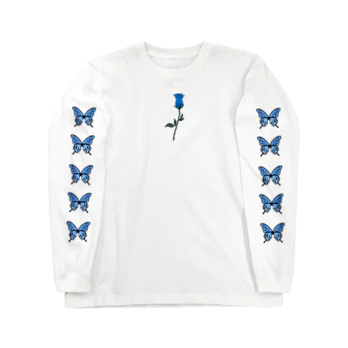 蝶とバラ ロングスリーブTシャツ