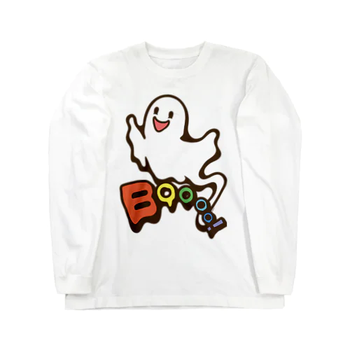 おばけちゃんばぁ!(Boo!ゴースト)カラフル ロングスリーブTシャツ