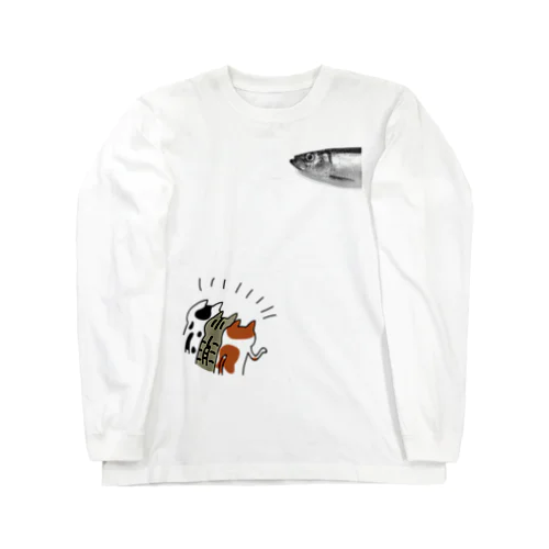 ニシンを狙うネコ達 Long Sleeve T-Shirt