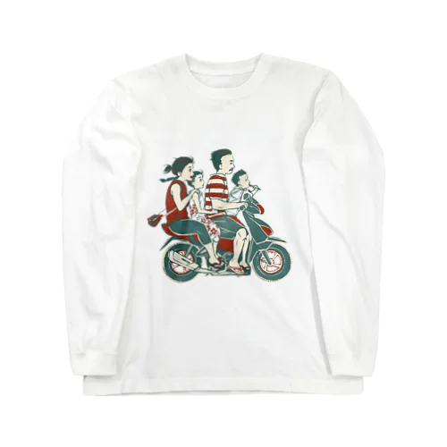 【バリの人々】バイク家族乗り Long Sleeve T-Shirt