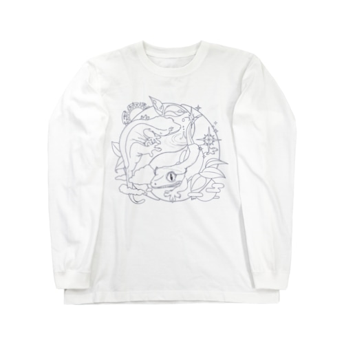 クレステッドゲッコーの陰陽魚(モノトーン) Long Sleeve T-Shirt