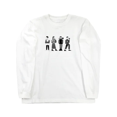16.モノクロ背景無し全員 Long Sleeve T-Shirt