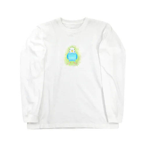 ほんわかセキセイインコ　ブルー【まめるりはことり】 Long Sleeve T-Shirt