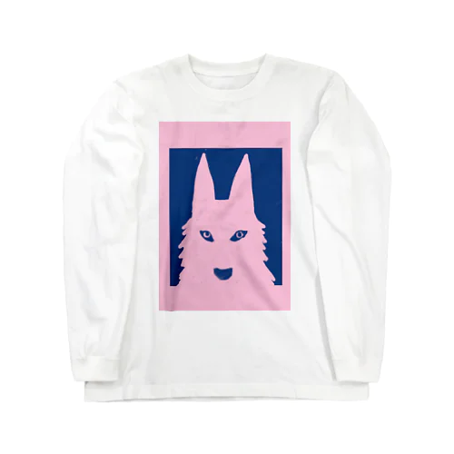 ピンクのハスキー犬 ロングスリーブTシャツ