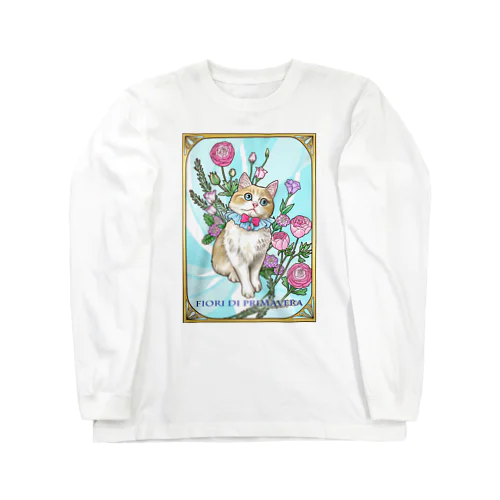 春の花々と猫　Fiori di Primavera Ⅰ Long Sleeve T-Shirt