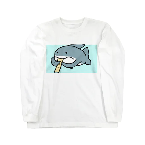 尺八を吹くサメです Long Sleeve T-Shirt