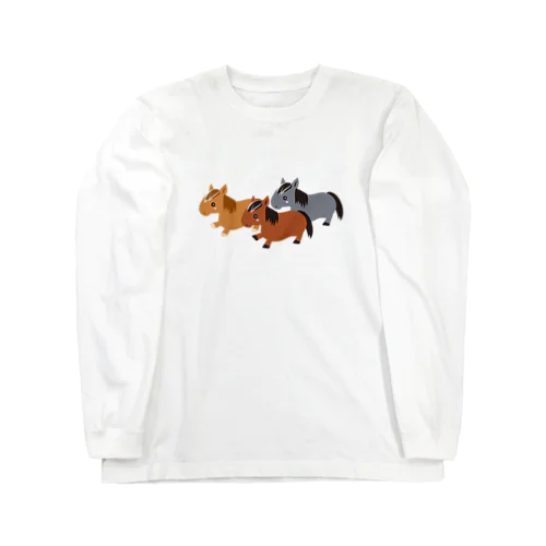 3HORSES☆馬の群れ（3頭） Long Sleeve T-Shirt