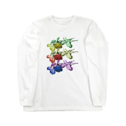 バラ_虹色_レインボー Long Sleeve T-Shirt