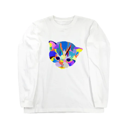 カラフルな猫 ロングスリーブTシャツ