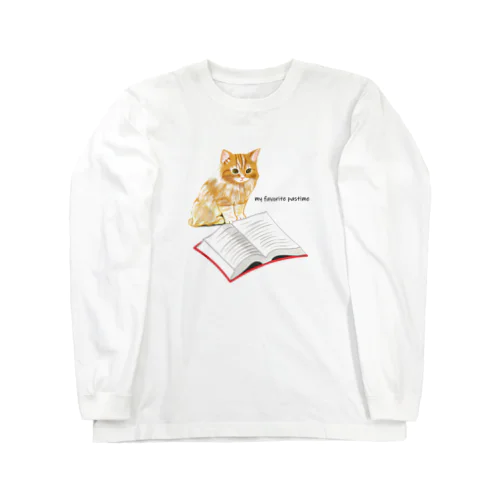 ネコの読書 ロングスリーブTシャツ