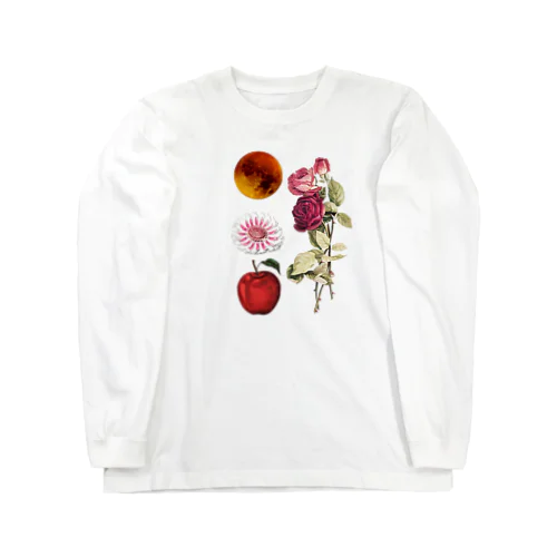 赤いりんごと赤い薔薇と赤い月と ロングスリーブTシャツ