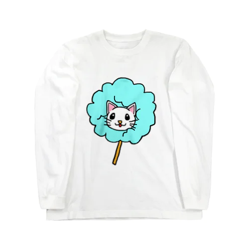 わたあめにゃんこ　白猫ver(水色) Long Sleeve T-Shirt