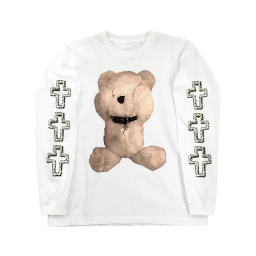 Peek-a-boo Teddy sepia ロングスリーブTシャツ