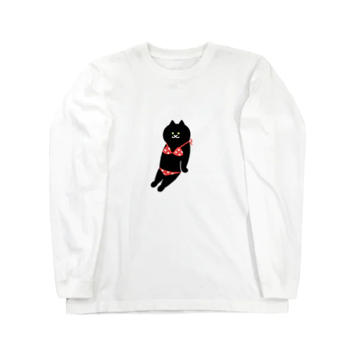 【中】赤いビキニのねこ ロングスリーブTシャツ