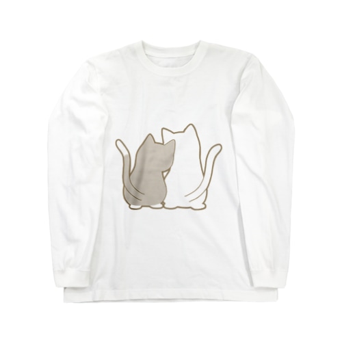 仲良し猫の背中　灰白&白 Long Sleeve T-Shirt