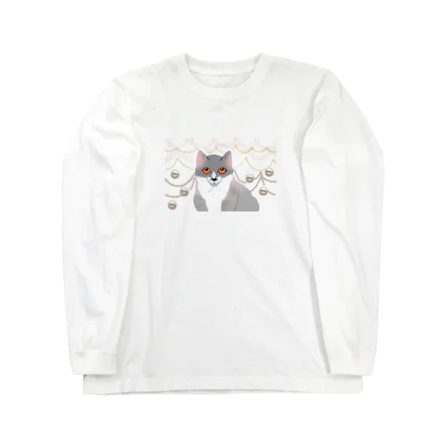 愛らしい子猫の上目遣い ロングスリーブTシャツ