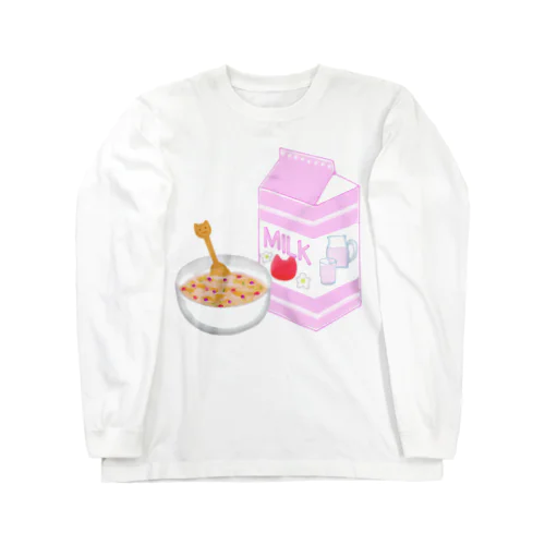猫いちごミルク＆コーンフレーク Long Sleeve T-Shirt