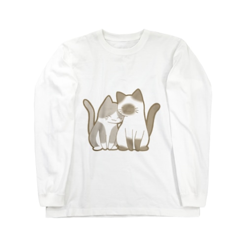 表裏印刷　仲良し猫　灰白ハチワレ&ポインテッド Long Sleeve T-Shirt