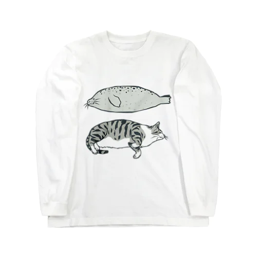 猫とアザラシ ロングスリーブTシャツ