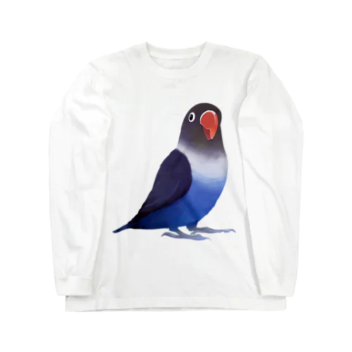 ボタンインコ　おすましコバルトブルー【まめるりはことり】 ロングスリーブTシャツ