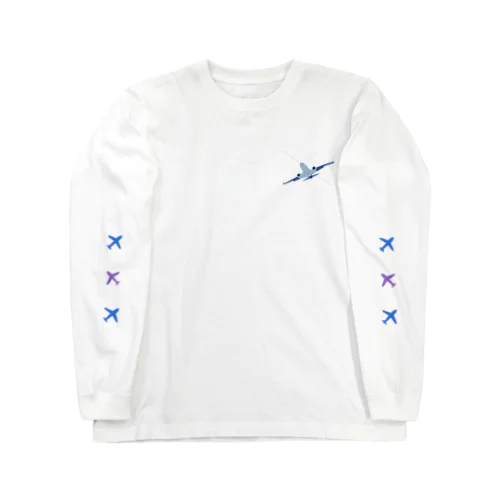 飛行機と飛行機雲 ロングスリーブTシャツ