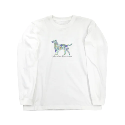 花　ボタニカル　ラブラドール Long Sleeve T-Shirt