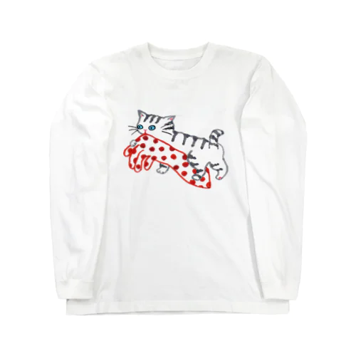 水玉手袋とねこ Long Sleeve T-Shirt