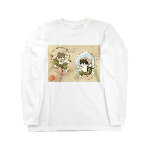 風猫雷猫図屏風 Long Sleeve T-Shirt