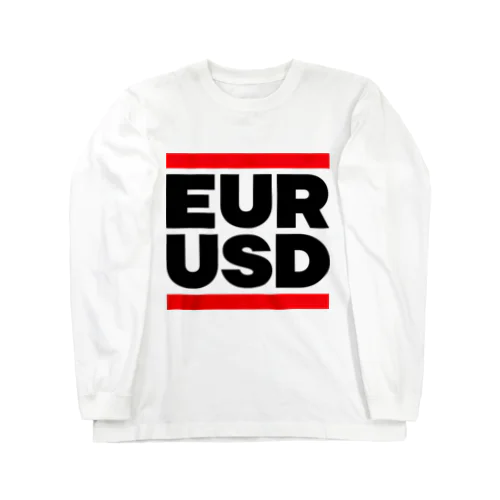 ユロドル ユーロドル EURUSD FX 為替 両替 　黒字黒フォント  ロングスリーブTシャツ