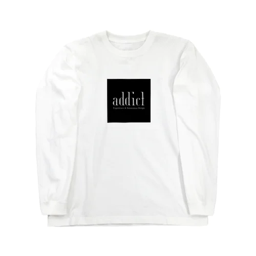 addict｜白ロゴ黒ザブトンスクエア ロングスリーブTシャツ