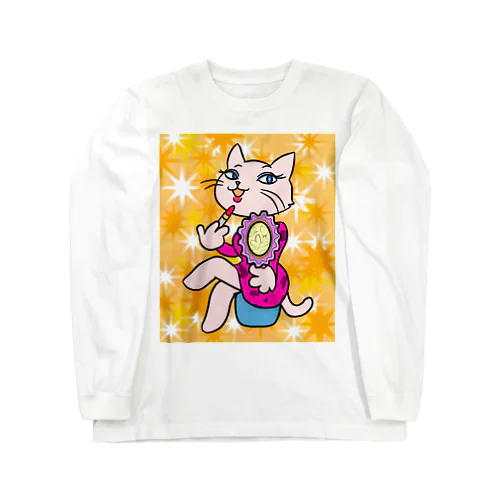 メイクアップ　キャット Long Sleeve T-Shirt