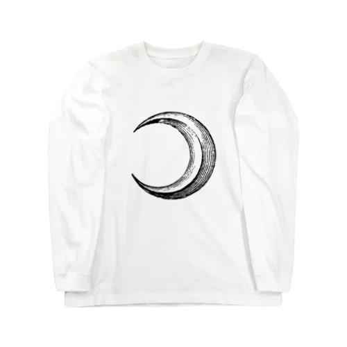 月（Moon）_BlackPrint ロングスリーブTシャツ