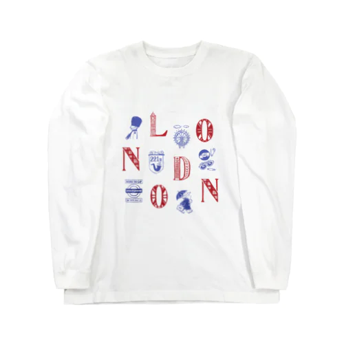 🌍 世界のまち 🇬🇧 イギリス・ロンドン (レッド) ロングスリーブTシャツ