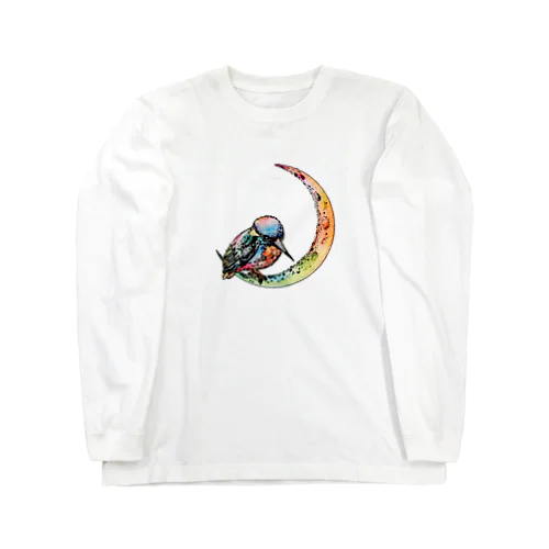 Kingfisher on the moon【colorful】 Long Sleeve T-Shirt