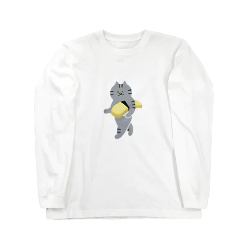 【中】玉子の握り寿司をのんびり運ぶねこ Long Sleeve T-Shirt