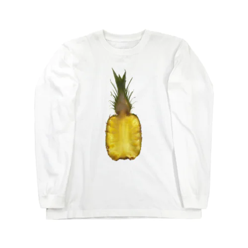 果物の断面図シリーズの写真(パイナップル) ロングスリーブTシャツ