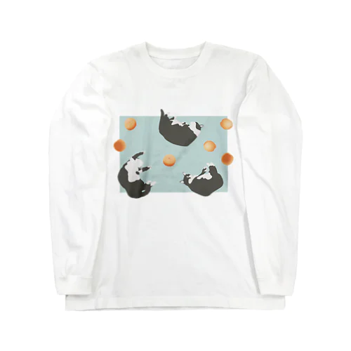 猫と桃2 Long Sleeve T-Shirt